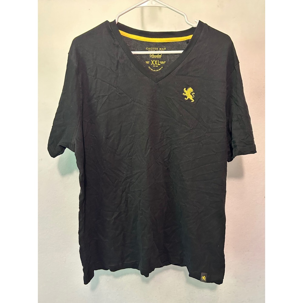 Cactus Man Ricky Singh Sueded Cotton V-Neck T-Shirt Black Lion Crest XXL NEW